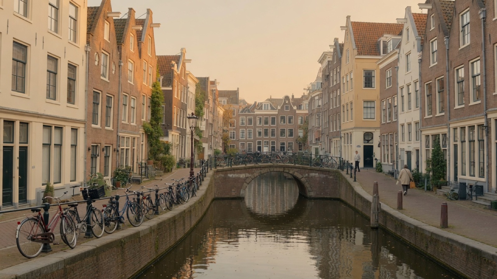 Jordaan canal bridge bikes Amsterdam