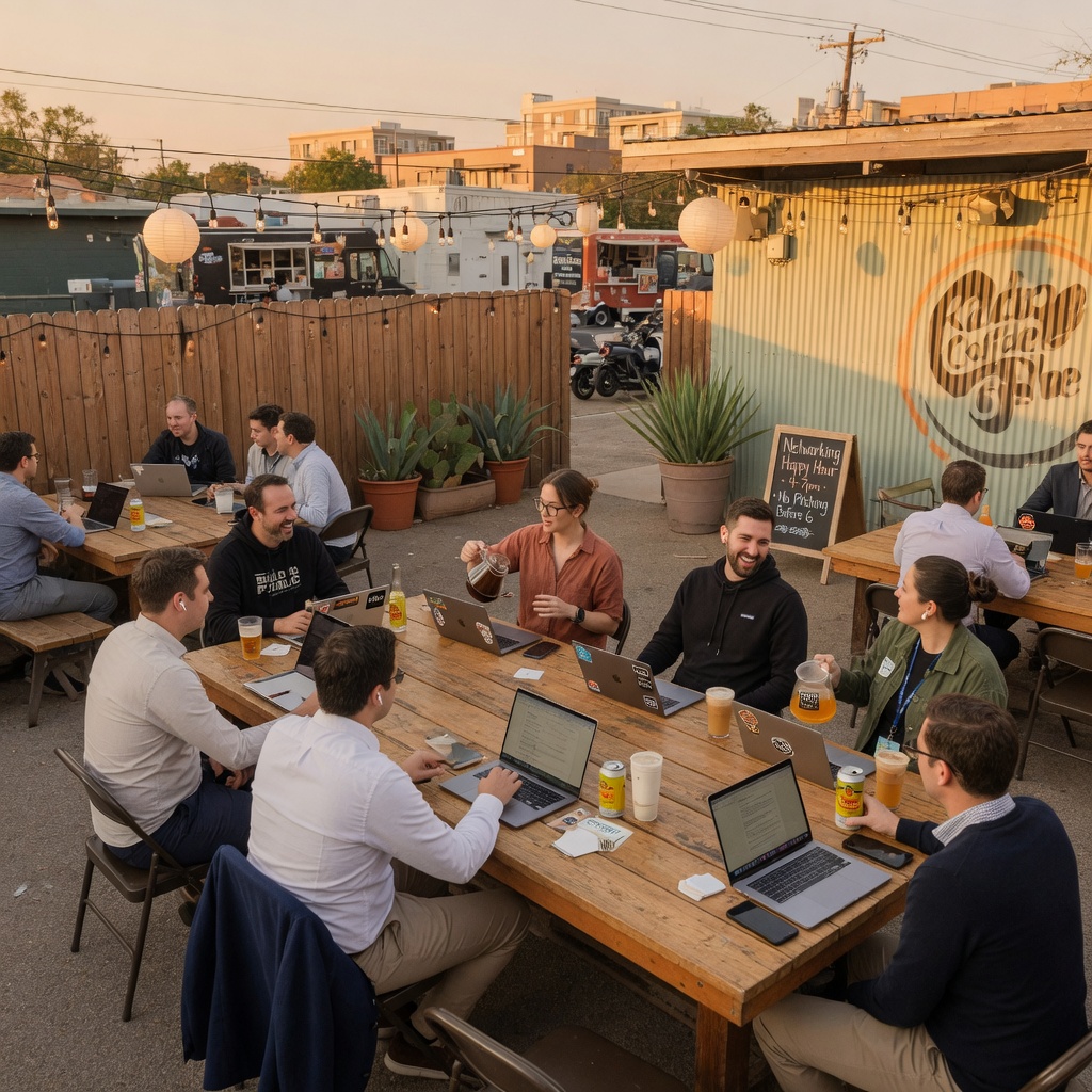 Radio Coffee & Beer patio with people having coffee and beer