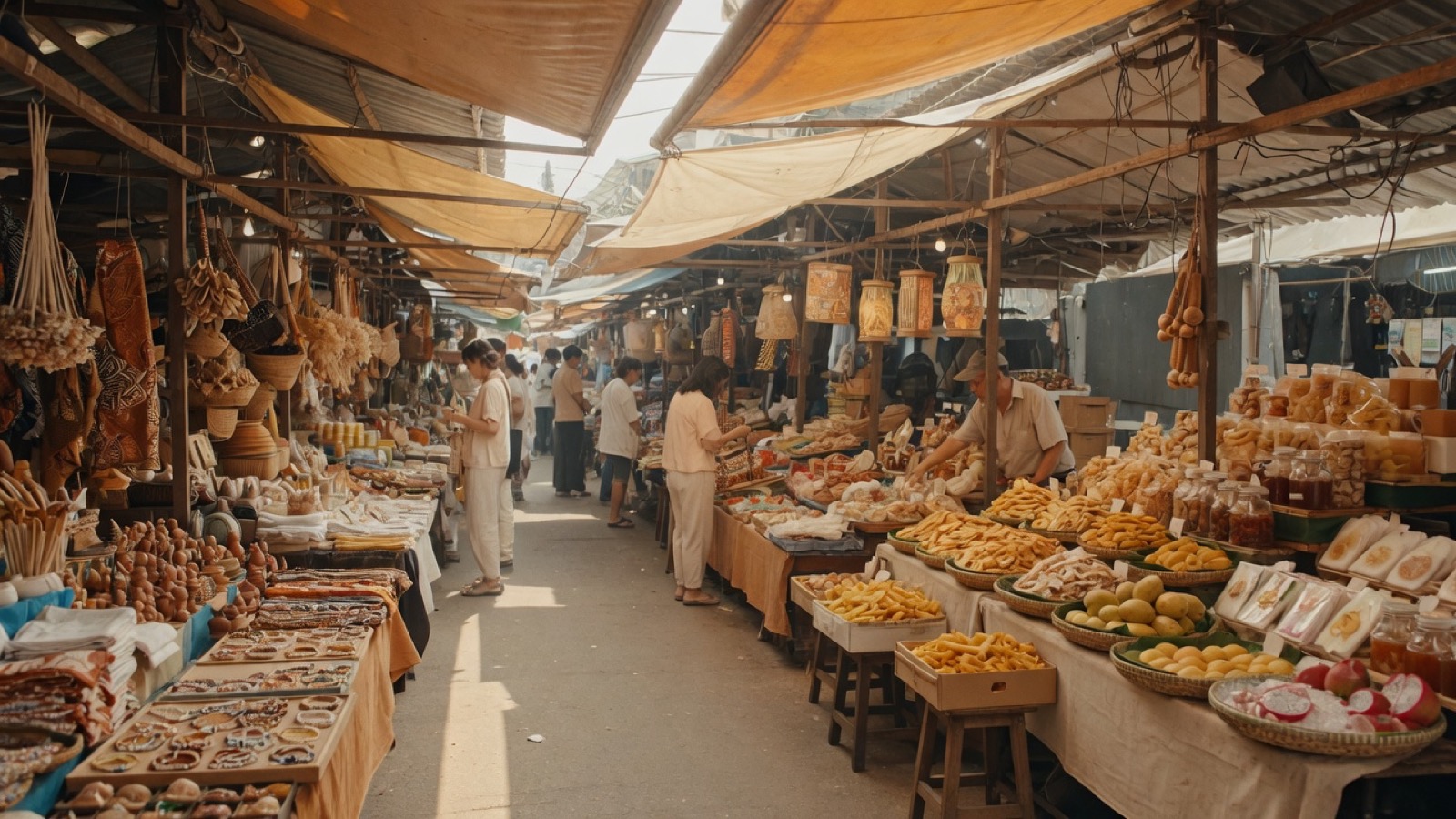 Soft Cork Chatuchak market aisle daylight Bangkok
