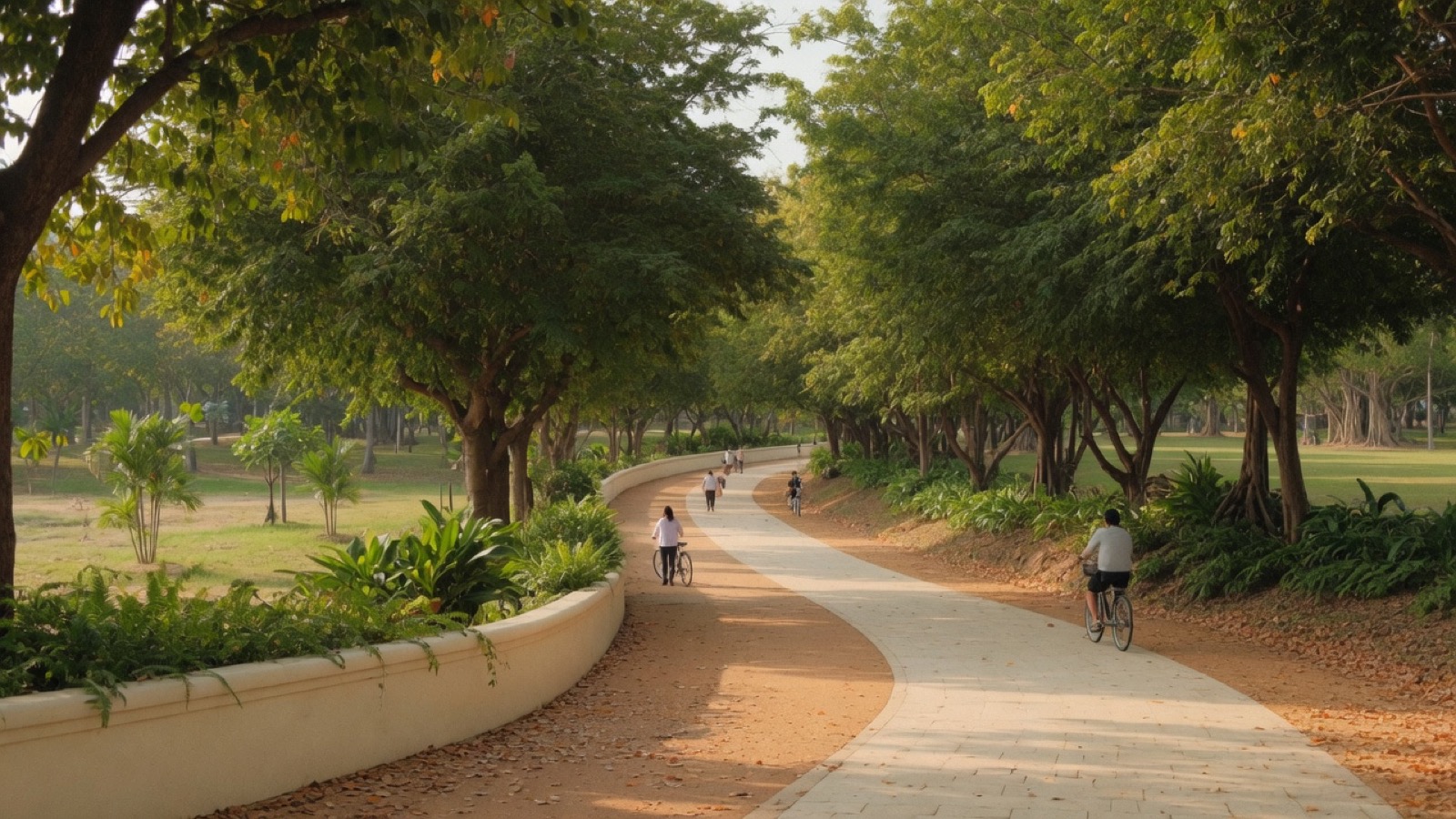Soft Cork Bangkok park corridor greenery daylight