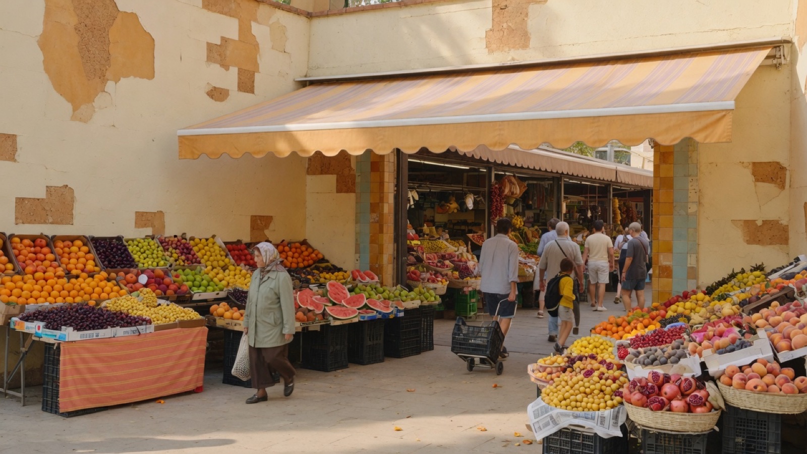 Boqueria market stalls Barcelona