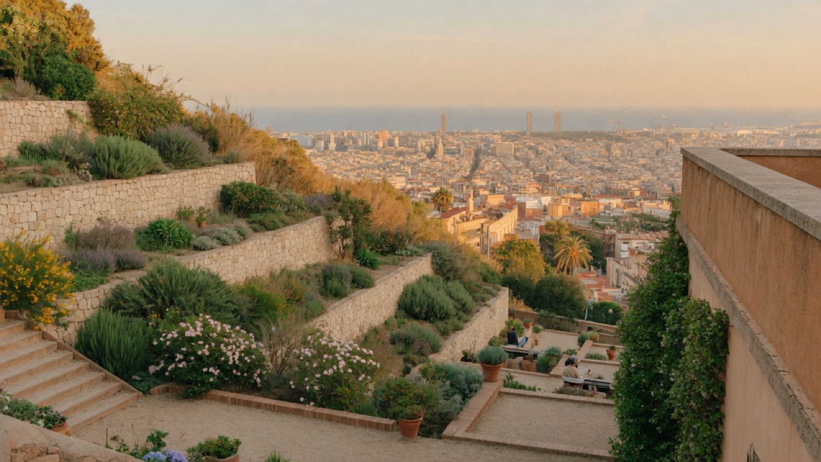 Montjuic hillside view over Barcelona