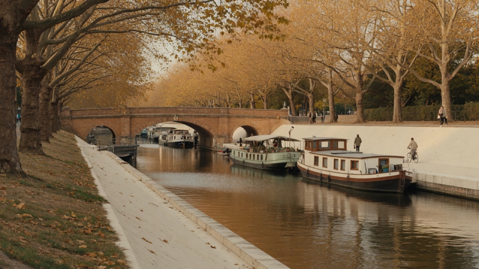 Canal path trees Landwehrkanal Kreuzberg Berlin