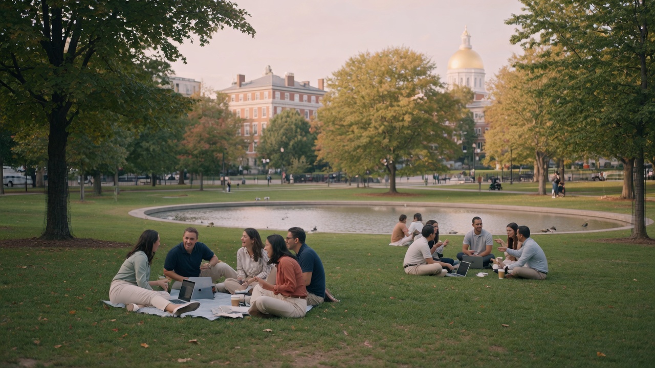 Soft Cork Boston Common and Public Garden lawns for company group meets