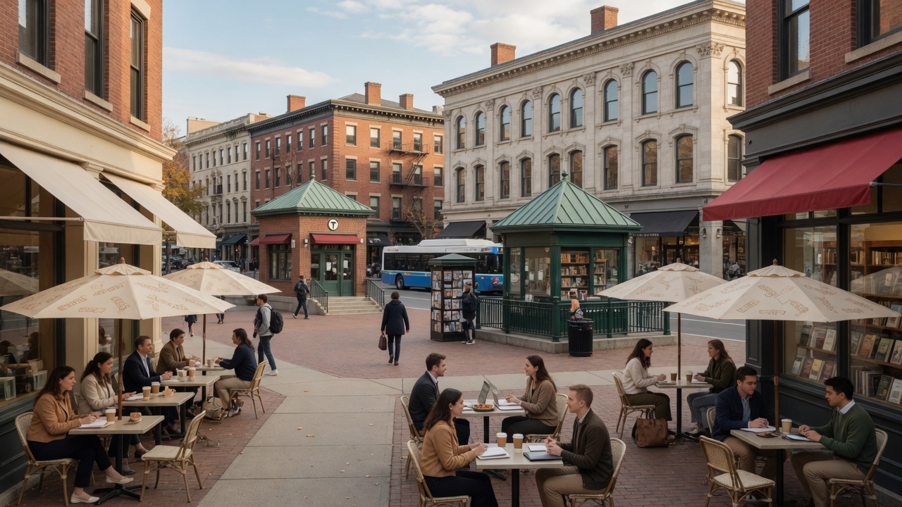 Soft Cork Cambridge green and path light for Harvard Square company meets