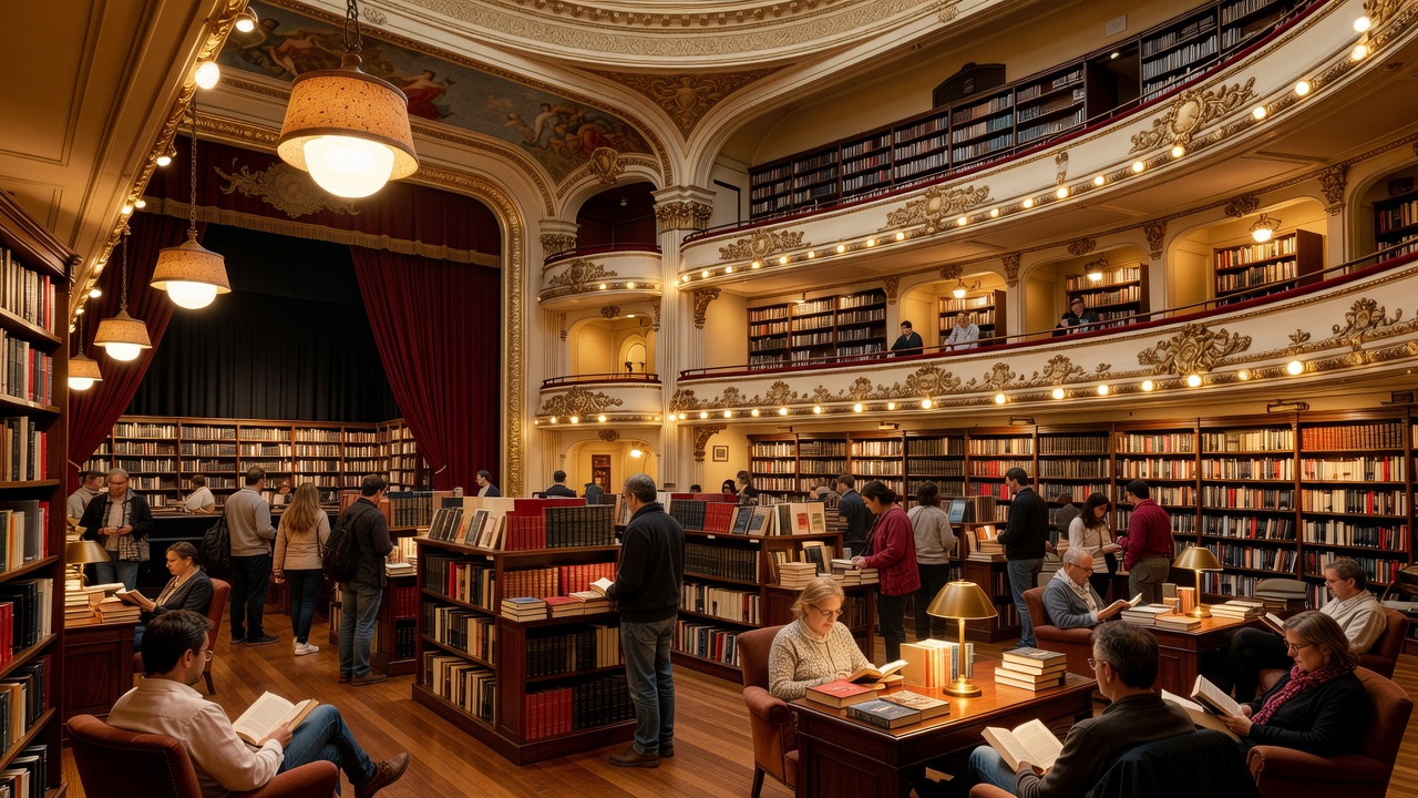 Interior of El Ateneo Grand Splendid bookstore café