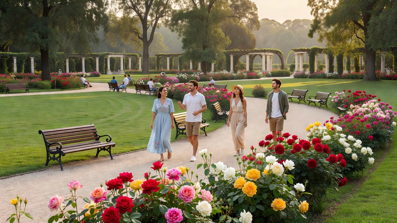Rose garden paths in Rosedal, Palermo