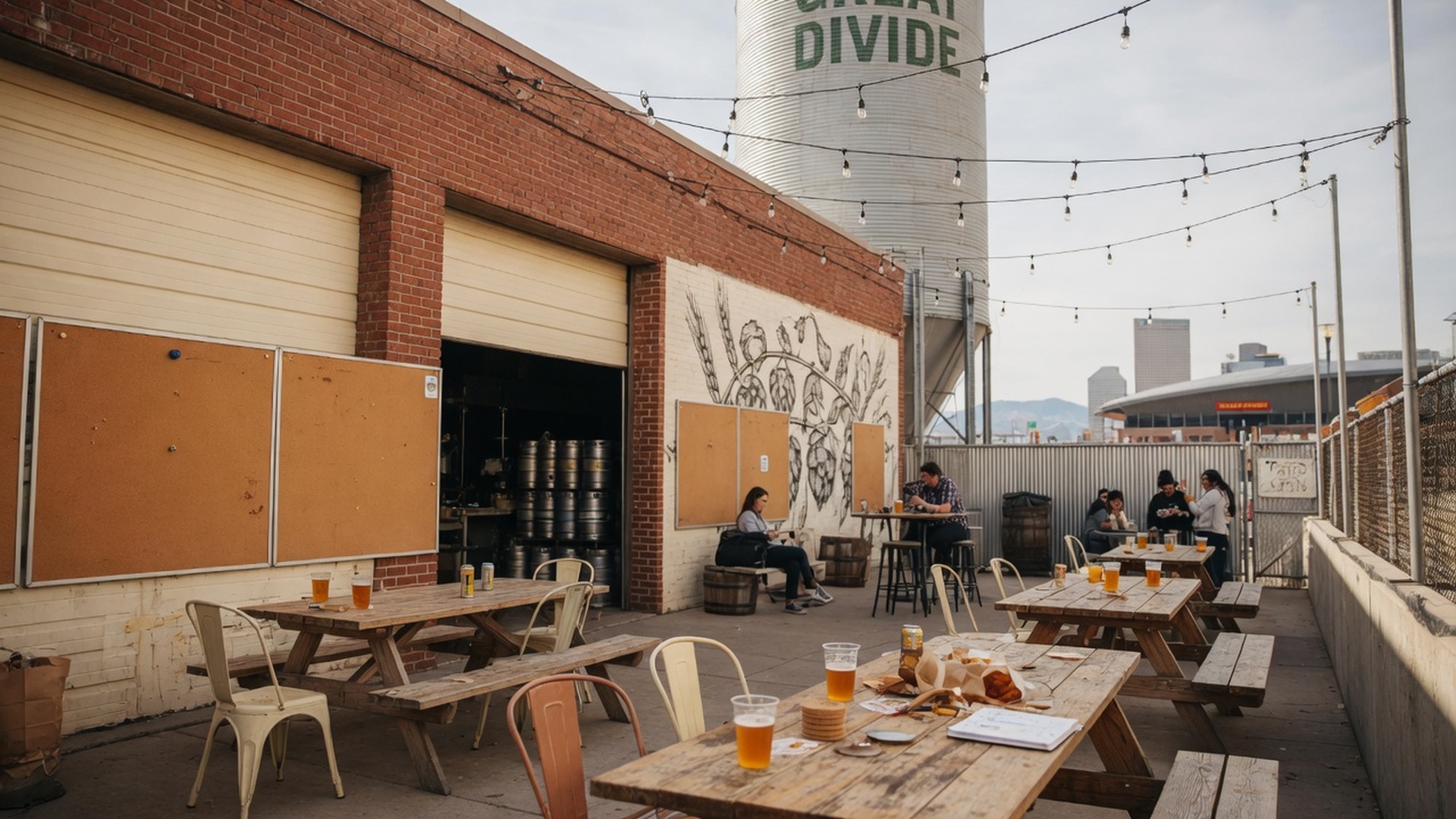 Great Divide Brewing industrial taproom with company groups