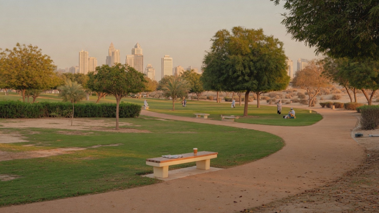 Safa Park lawns and lake trees Dubai