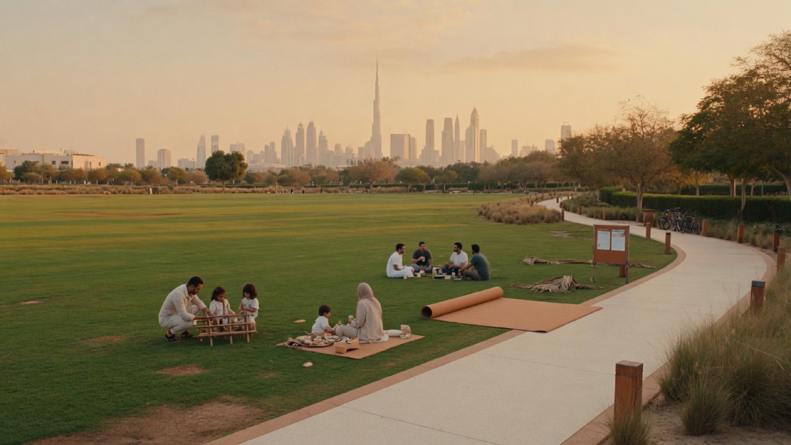 Zabeel Park lawns lake trees Dubai
