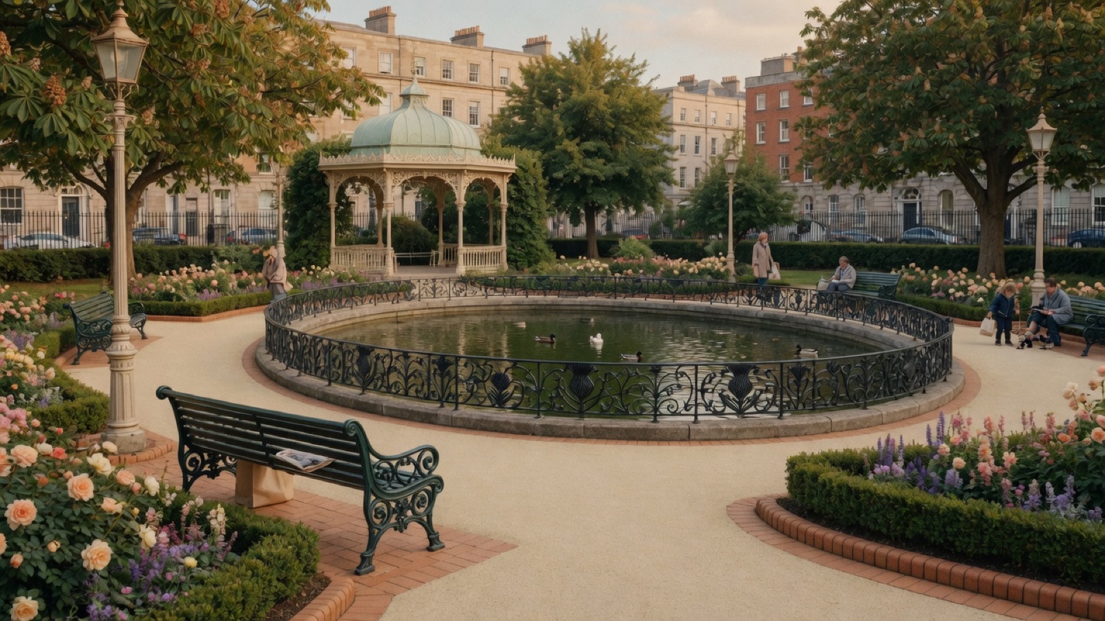 St Stephens Green pond and paths Dublin