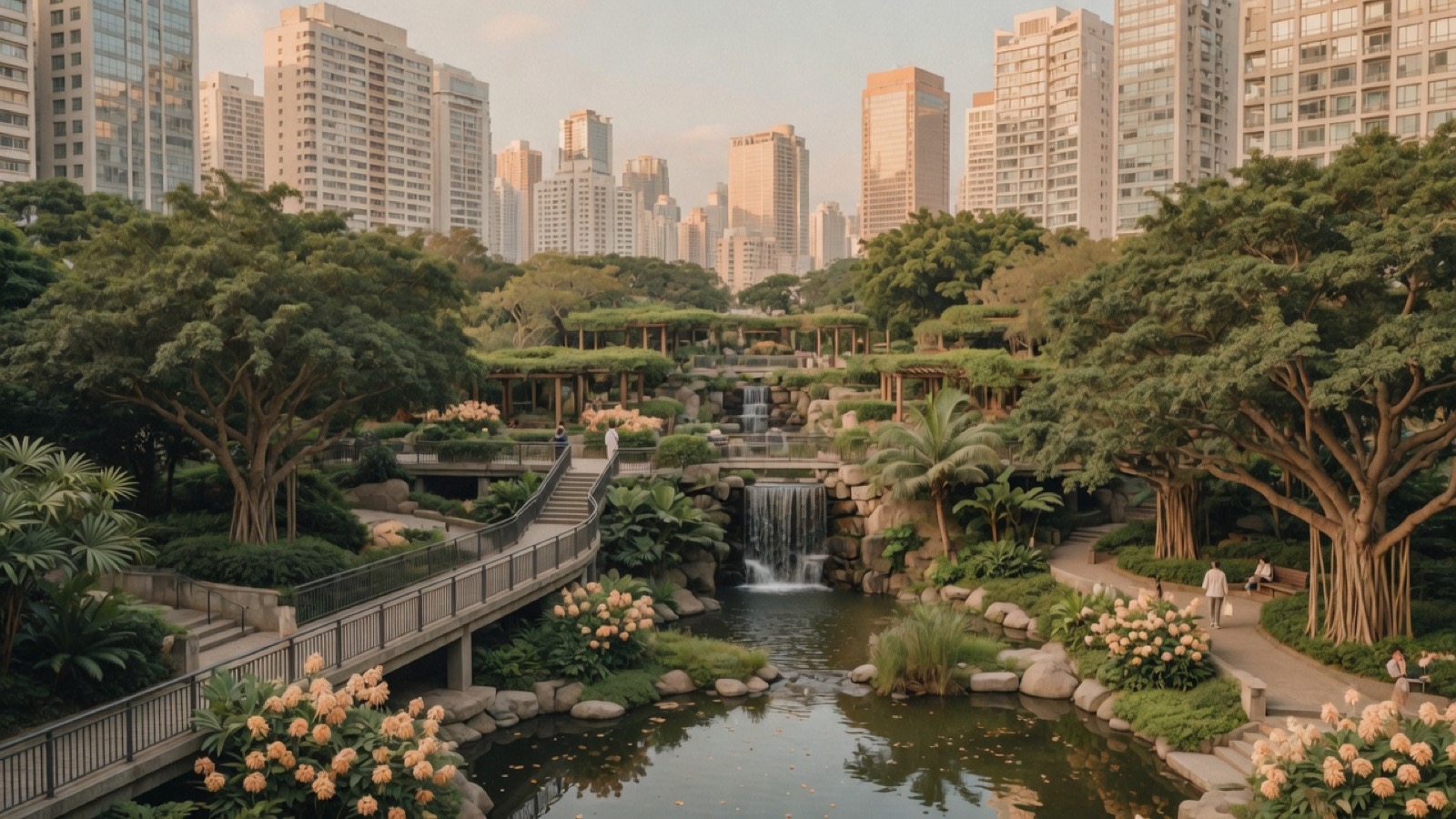 Soft Cork Hong Kong Park greenery water features