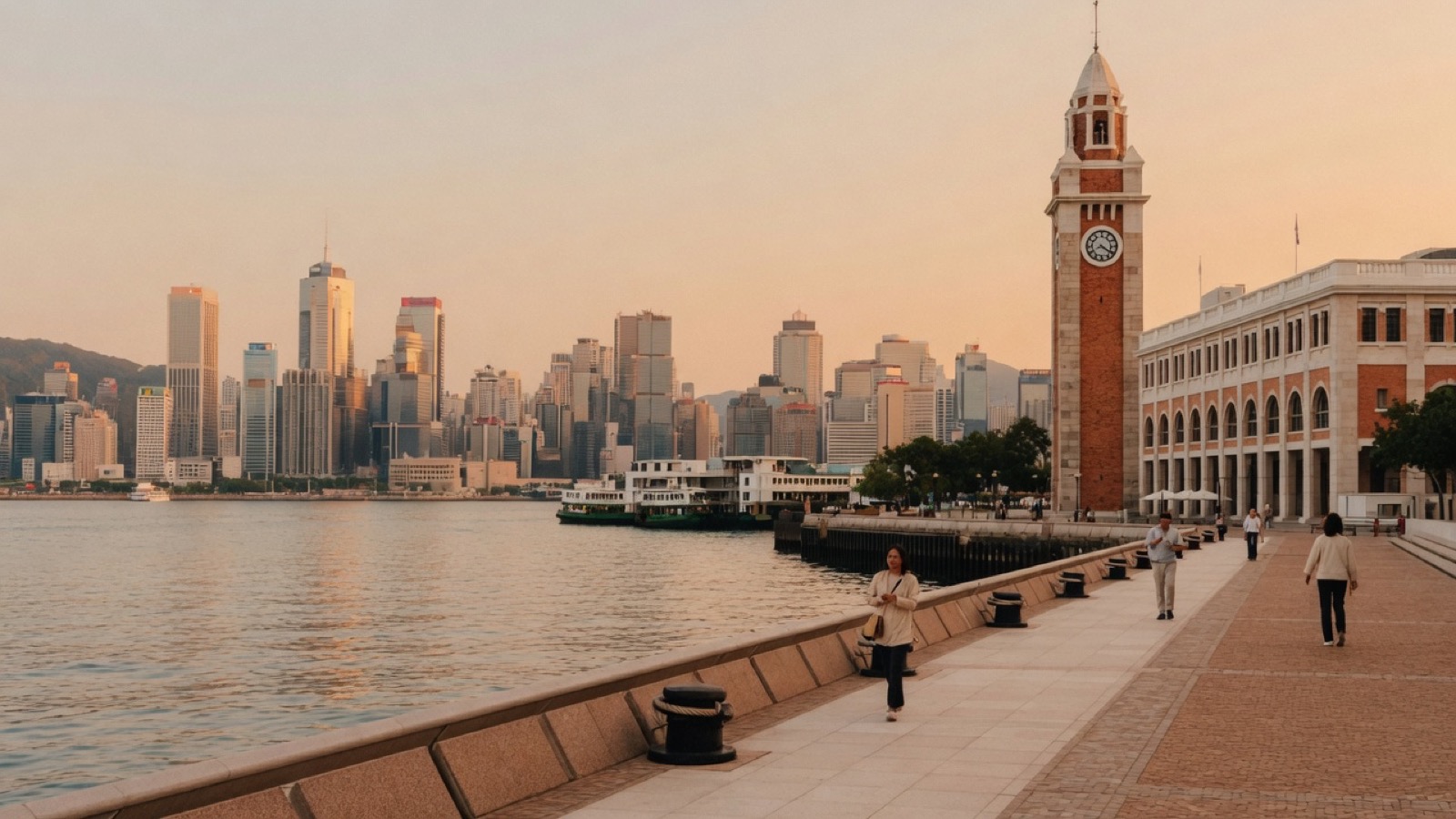 Soft Cork TST promenade harbour skyline Hong Kong