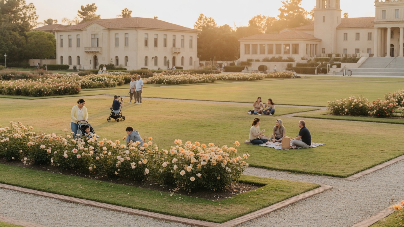 Open rose garden and lawns Exposition Park Los Angeles