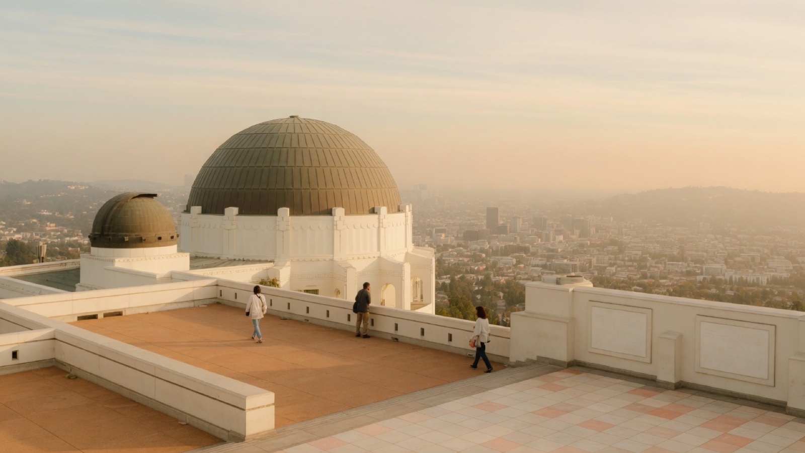 Griffith Observatory building and city views Los Angeles