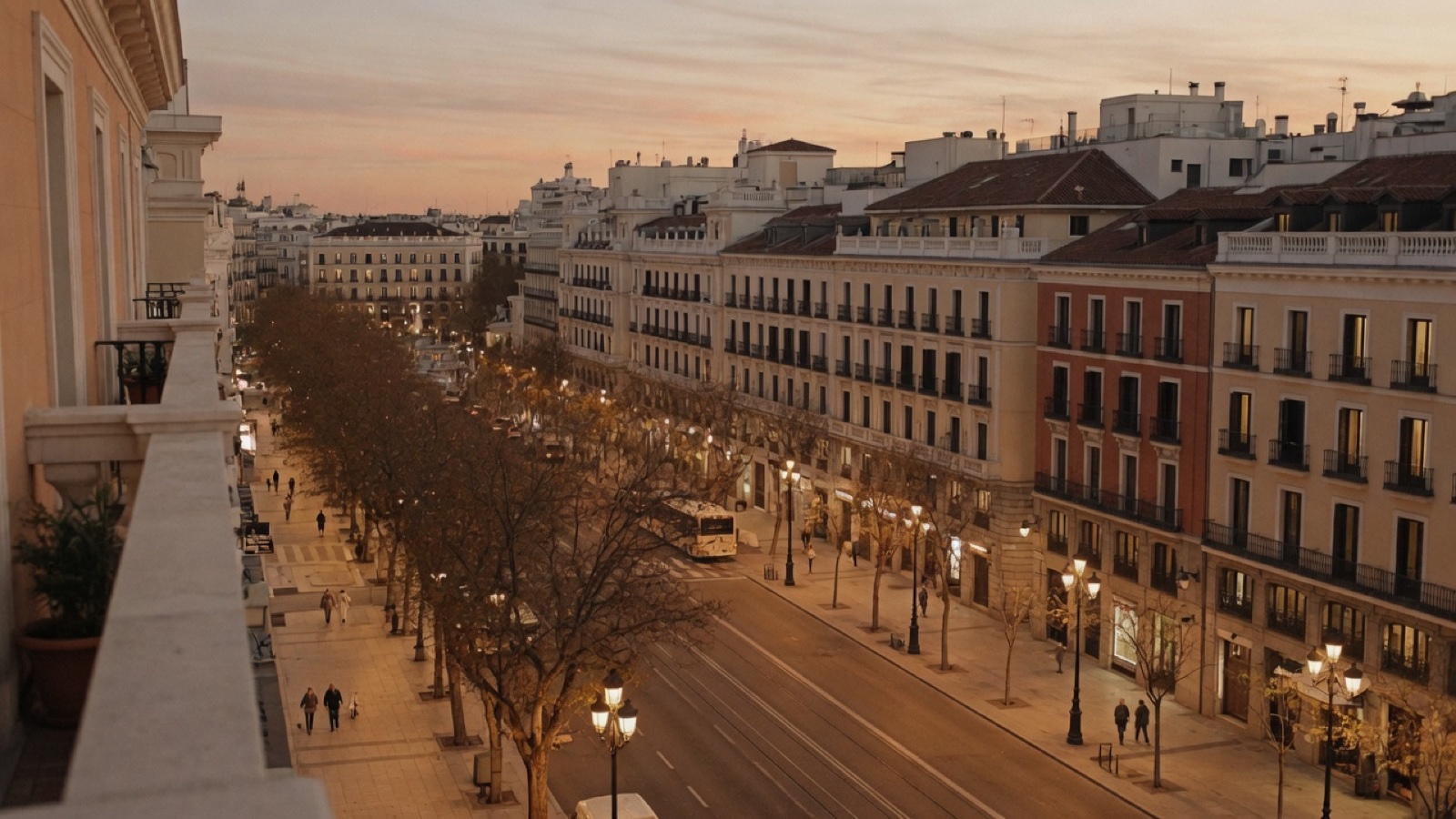 Gran Via evening lights Madrid