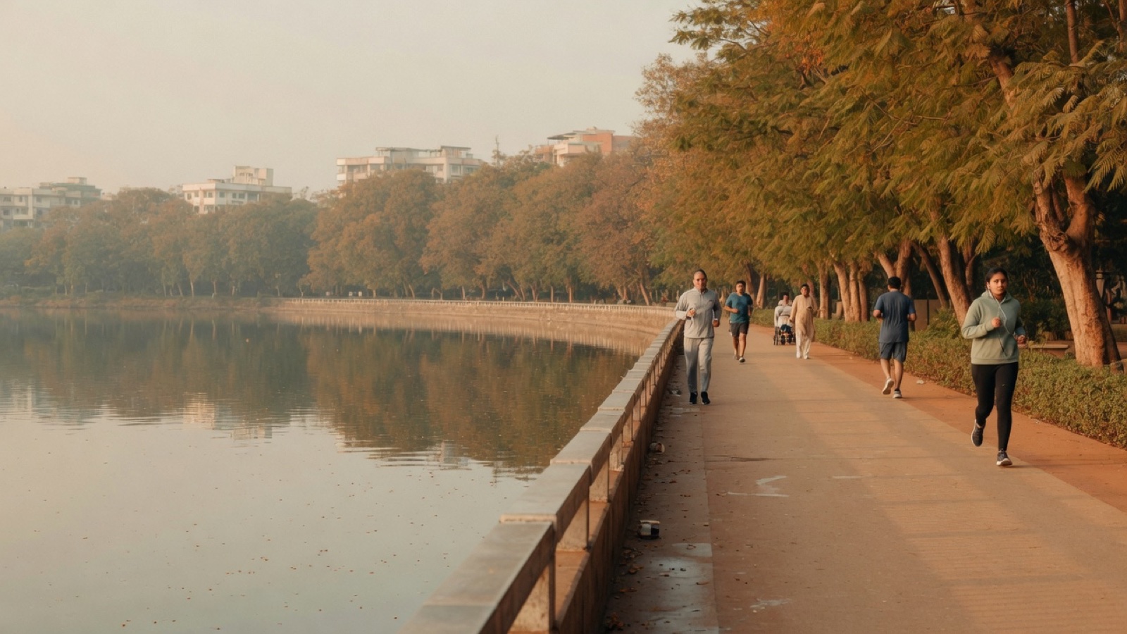 Powai Lake waterfront path Mumbai