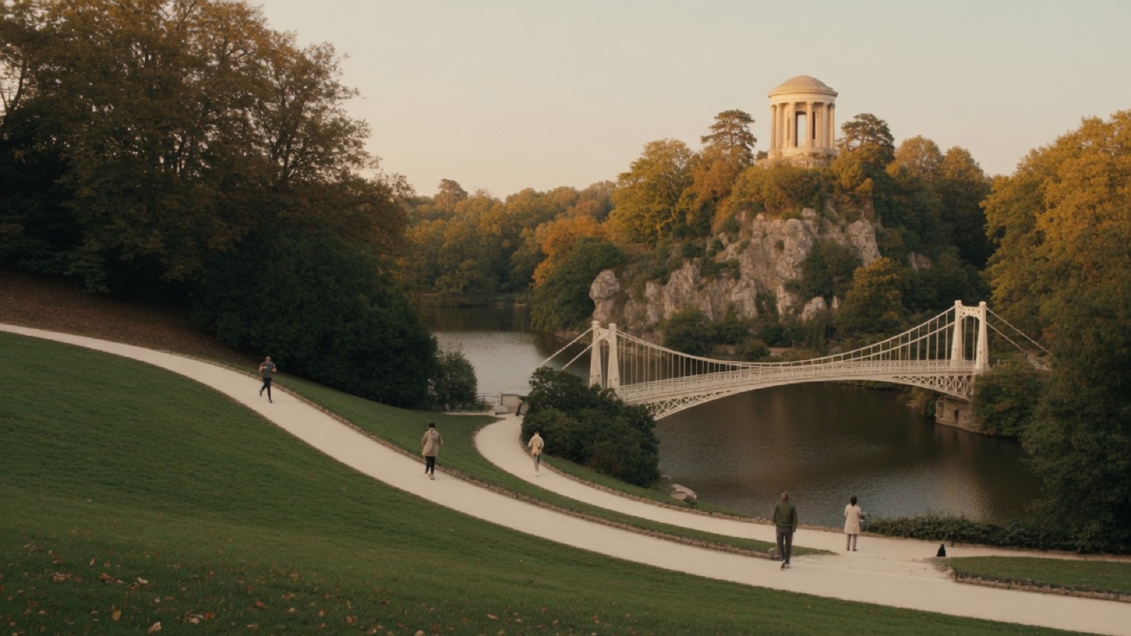 Green park slopes Buttes-Chaumont Paris