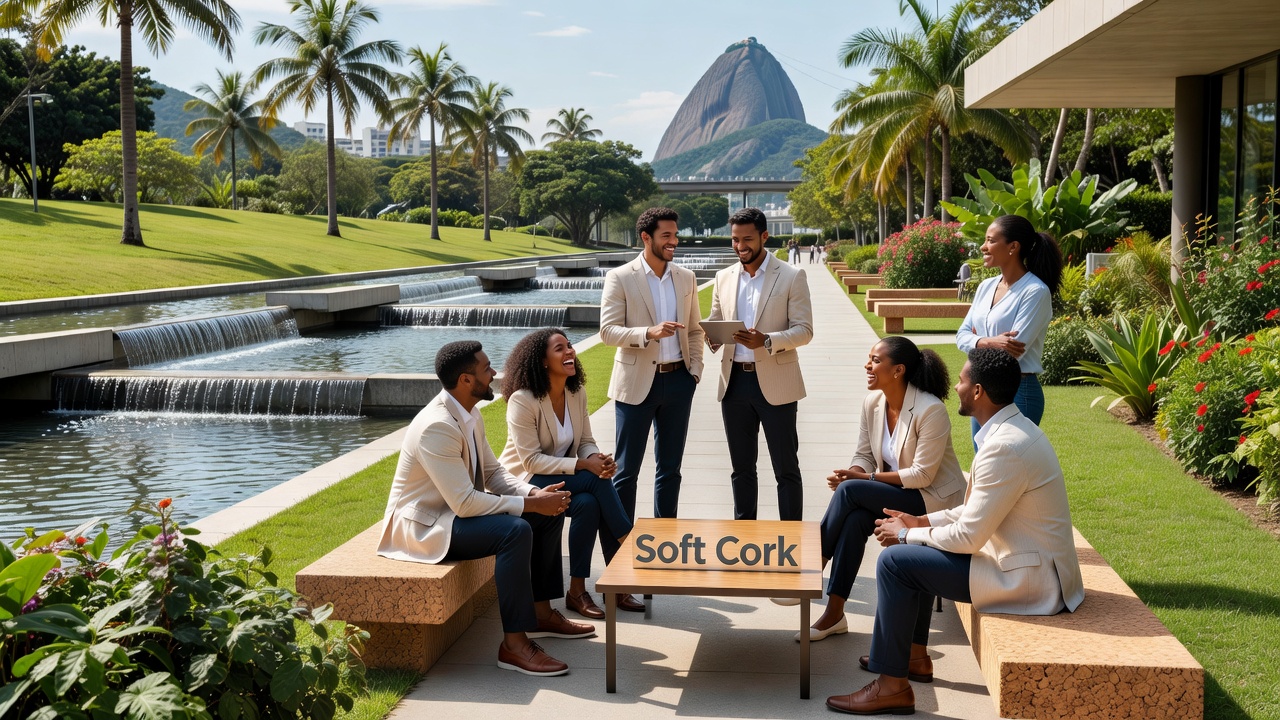 Shaded seating and paths at Parque Madureira