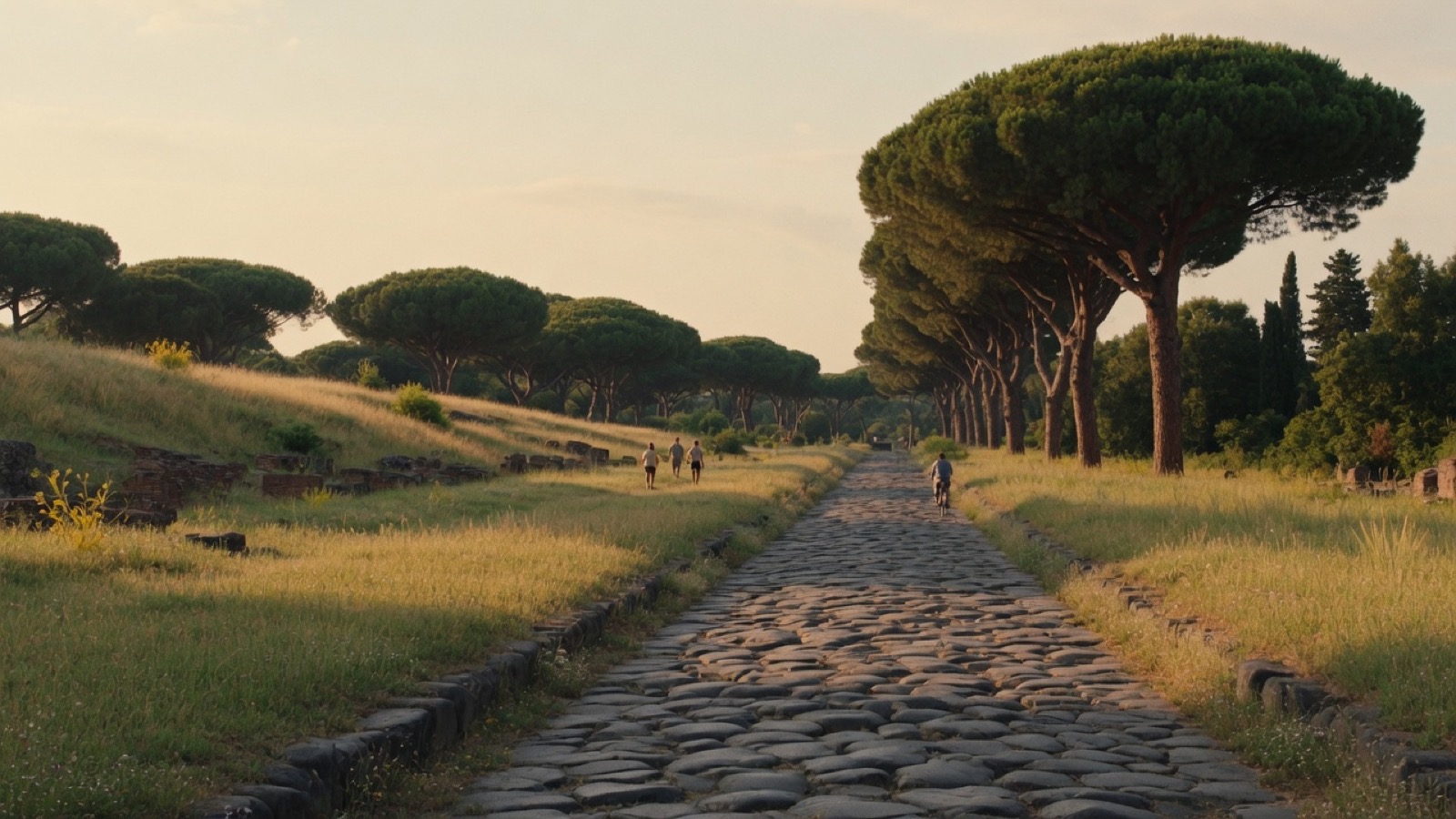 Soft Cork view of Appia Antica road and pines near Rome
