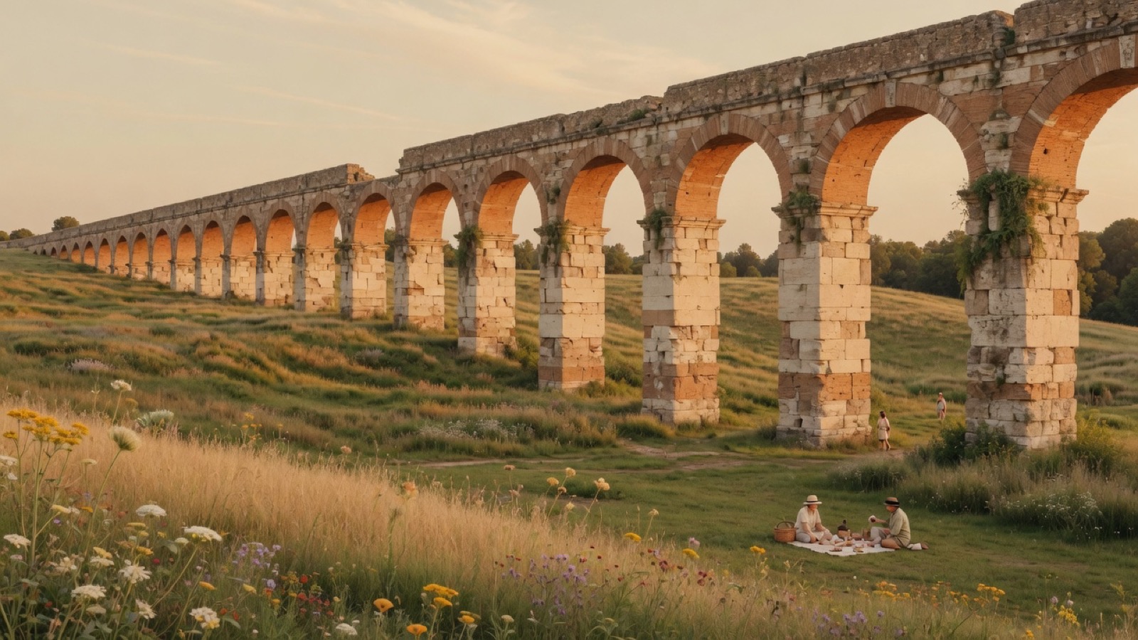 Soft Cork aqueduct arches in Parco degli Acquedotti Rome