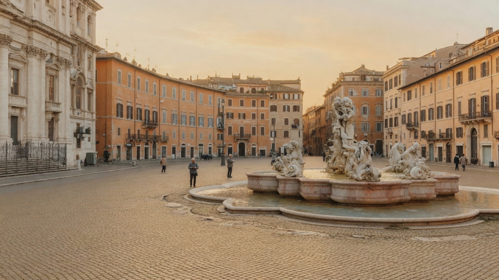 Soft Cork daylight Piazza Navona fountains Rome