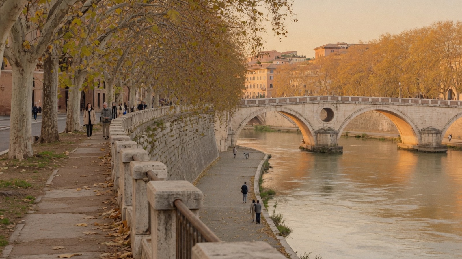 Soft Cork evening Lungotevere walk near Trastevere Rome