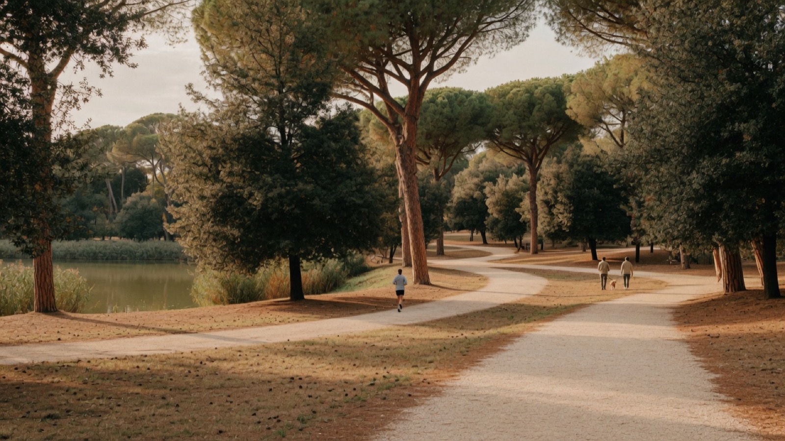 Soft Cork tree paths in Villa Ada park Rome