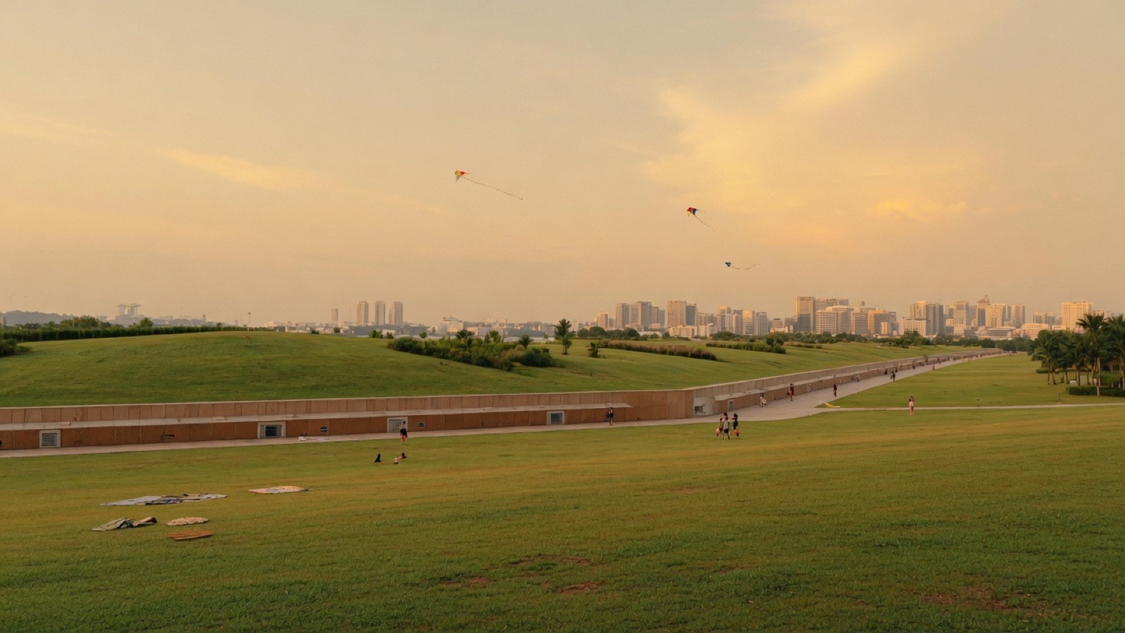 Rooftop lawn skyline Marina Barrage Singapore