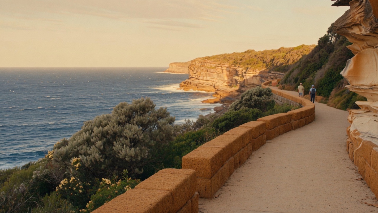 Coastal cliff path between Bondi and Coogee Sydney