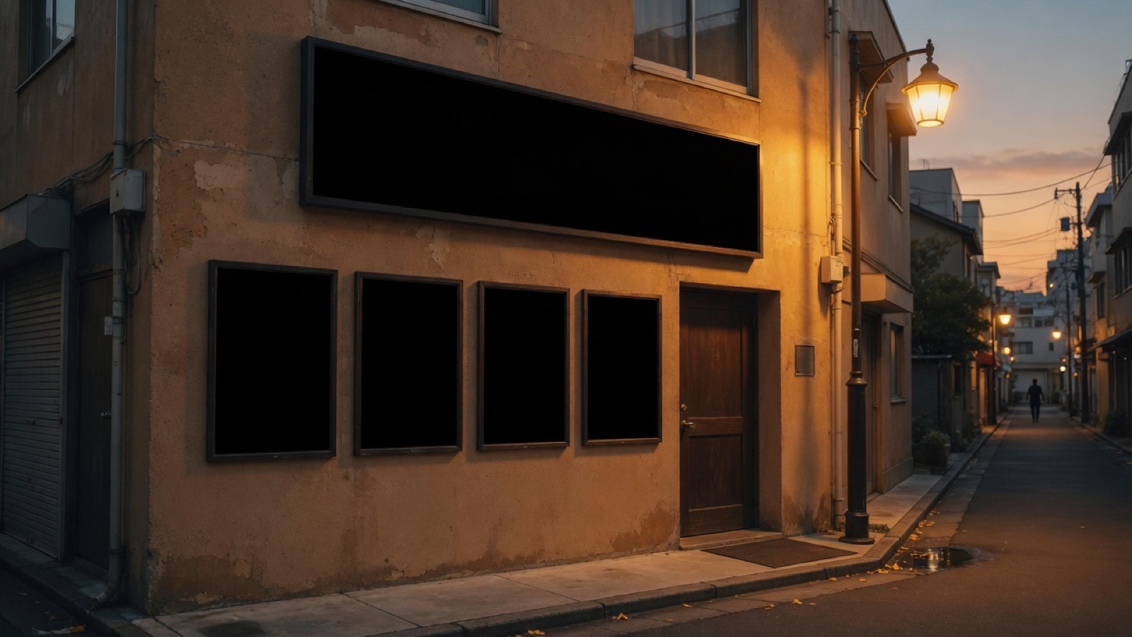Cinema street frontage dusk Tokyo