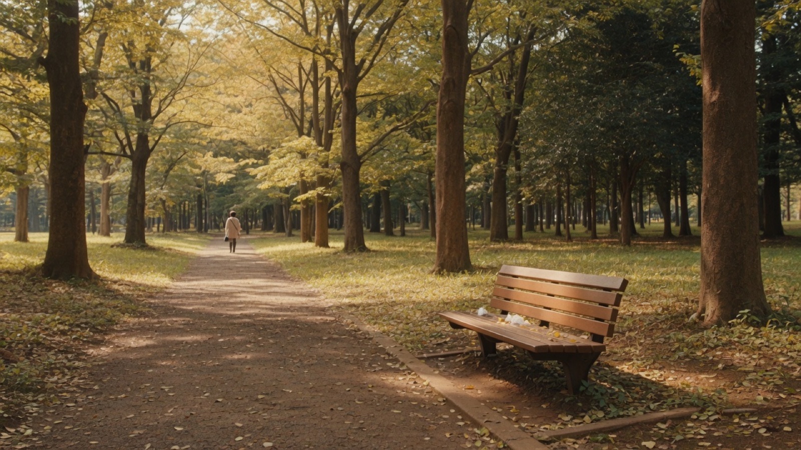 Yoyogi Park lawn trees with city skyline Tokyo