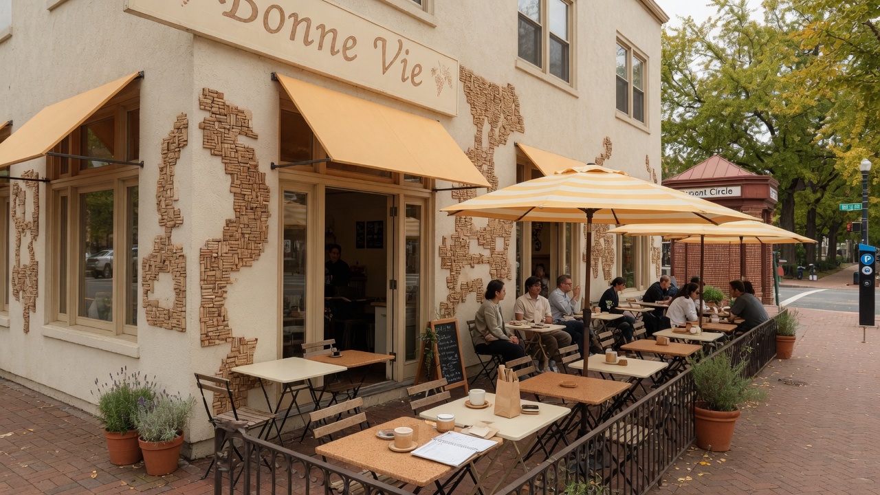 Bonne Vie rooftop bistro with colleagues sharing French plates