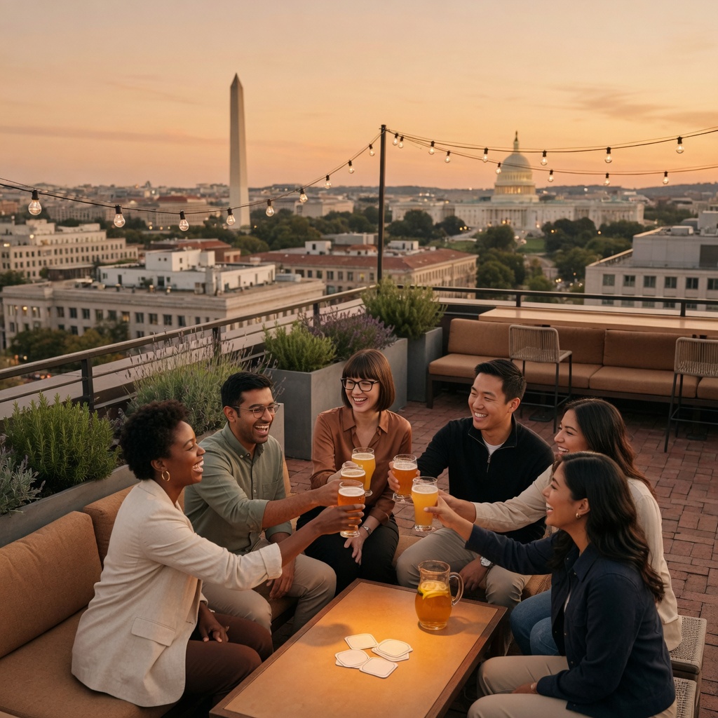 Sly Rooftop at The Morrow with professional groups at firepits