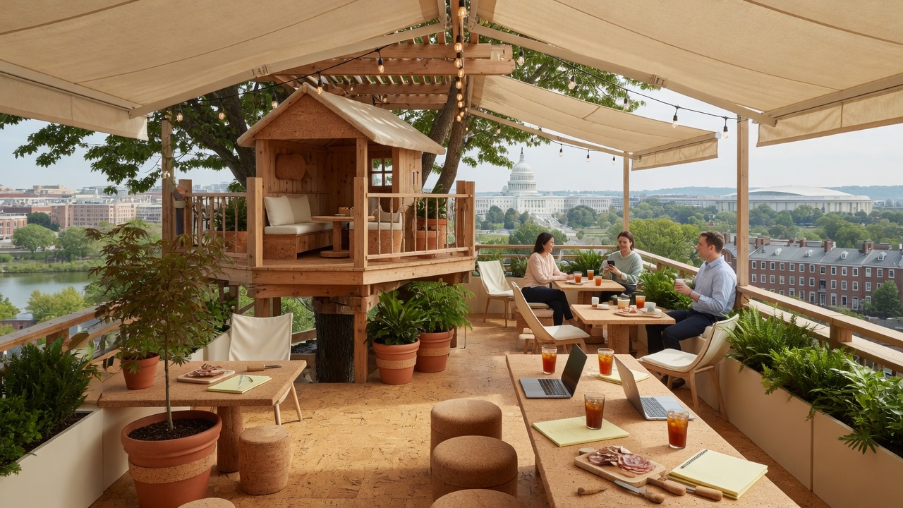CityCenterDC modern rooftop with large professional groups in warm months